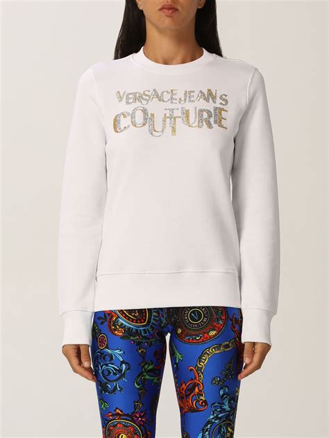 versace jeans white sweater|Versace sweatshirt women.